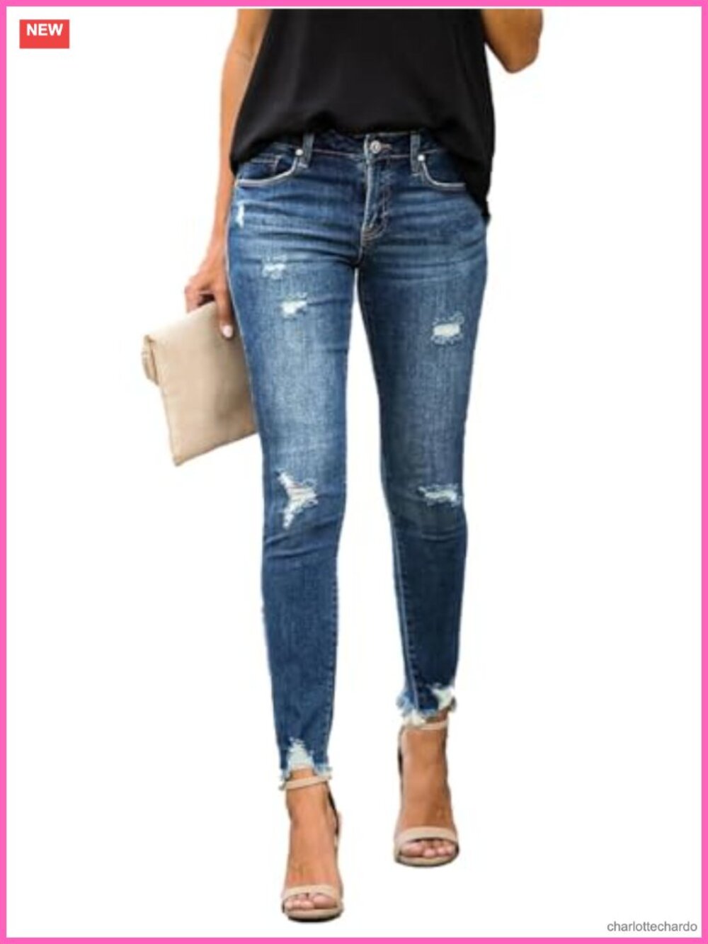 Skinny Ripped Trendy Distressed Stretchy Denim Pants Jeans